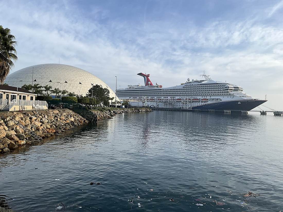 Carnival ship at the Long Beach terminal dome