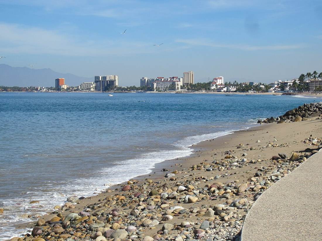 Banderas Bay shoreline toward the Puerto Vallarta hotel zone